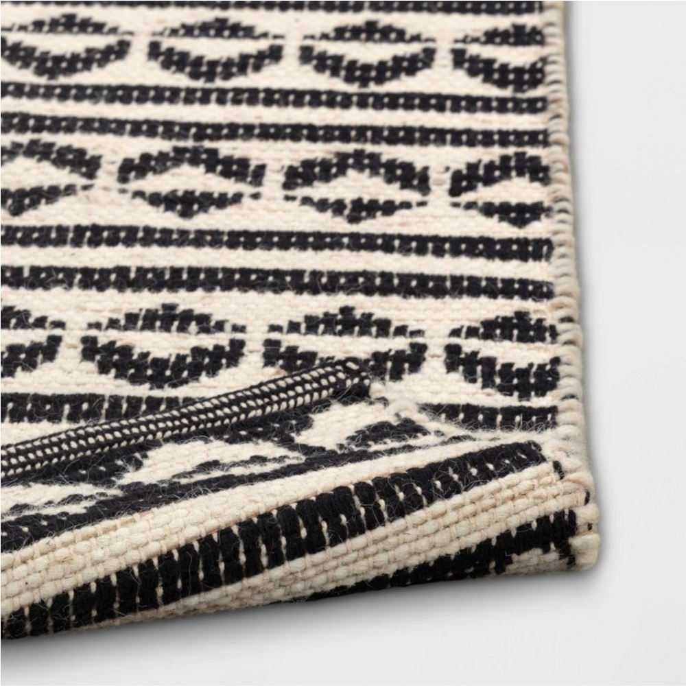 NWT Black and Cream Striped Geometric Rug - Home Accents - Picture 3 of 7